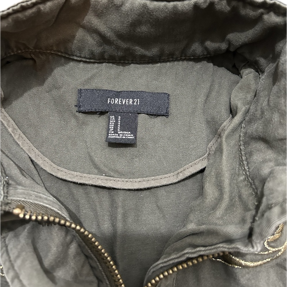 Forever 21 Full Zip Up Embroidered Military Jacket - Picture 5 of 5